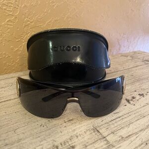 GG 2712/S Gucci Horsebit Rimless Visor Wrap Around Mirrored Sunglasses